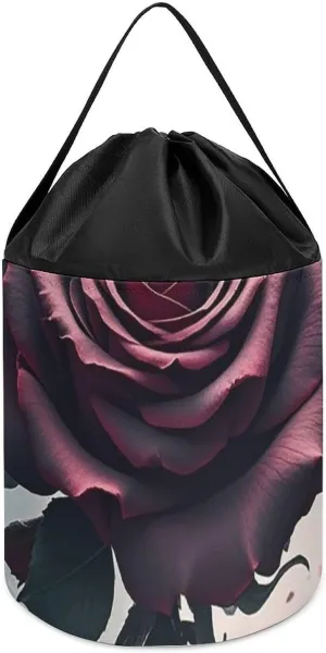 Reusable Drawstring Toy Bucket Bags Toy makeshift complement nonporous garb Hamper Round Toys Clothes Storage Basket for Playroom Rose Gothic Toy Storage Basket 