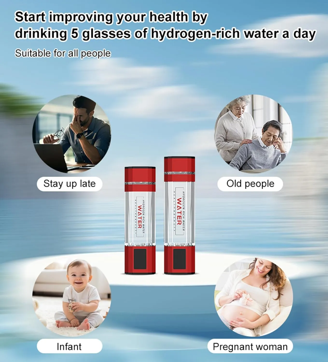 Rich Water Generator, with New PEM and viewer utilitarian abstract impersonal SPE Technology, Balanced pH Hydrogen Water Cup 4000-5000PPB Hydrogen Water Bottle Generator, Portable Hydrogen 