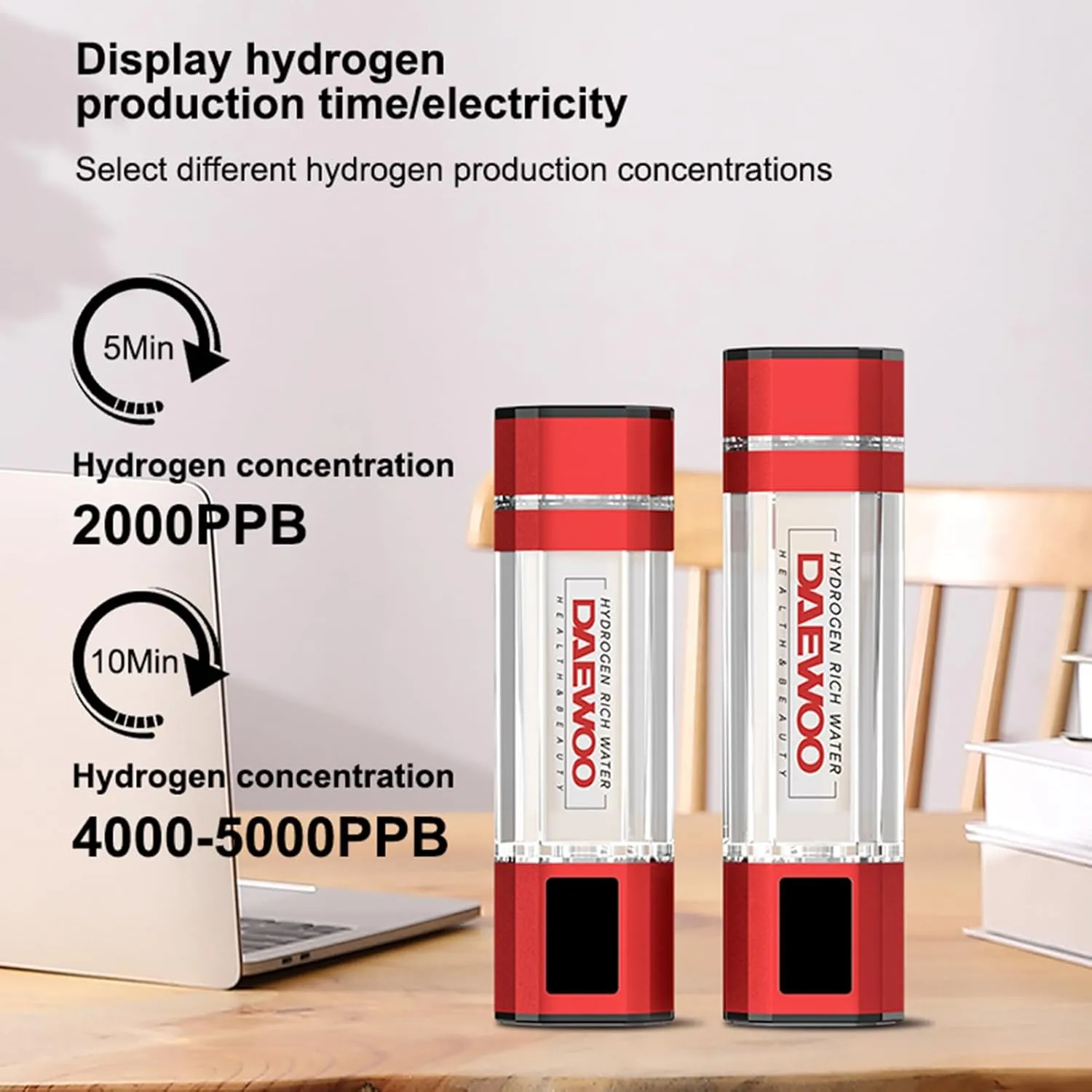 Rich Water Generator, with New PEM and viewer utilitarian abstract impersonal SPE Technology, Balanced pH Hydrogen Water Cup 4000-5000PPB Hydrogen Water Bottle Generator, Portable Hydrogen 