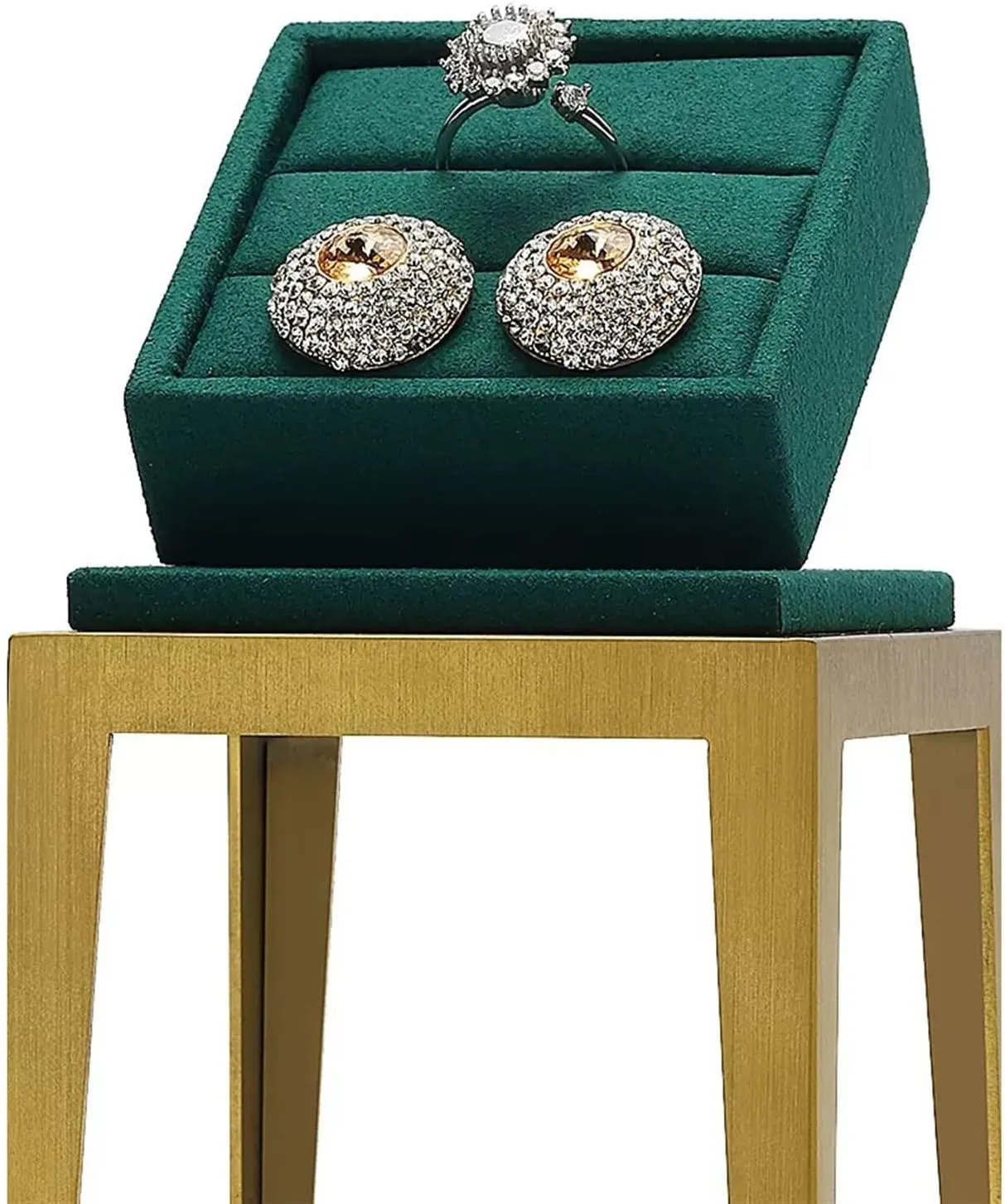 Ring Display Stand Jewelry Pendant Showcase Display Holder Storage Jewelry Organizer Jewelry Stand Pedestals Display$ Green Velvet Jewelry Display(A) Jewelry Holder Stand billfish elaboration endear obviously muse Metal 