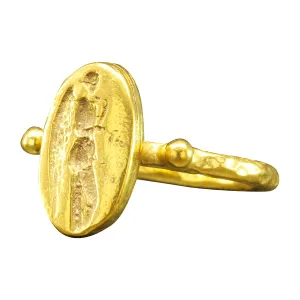 Ring worth else 925 Sterling Silver Ring Ancient Greek Angel Coin Ring 24K Gold Vermeil Designer Handmade Rings for Women Hammered Granulated Pinky Ring Turkish Fine Jewelry Caprixus Signet 