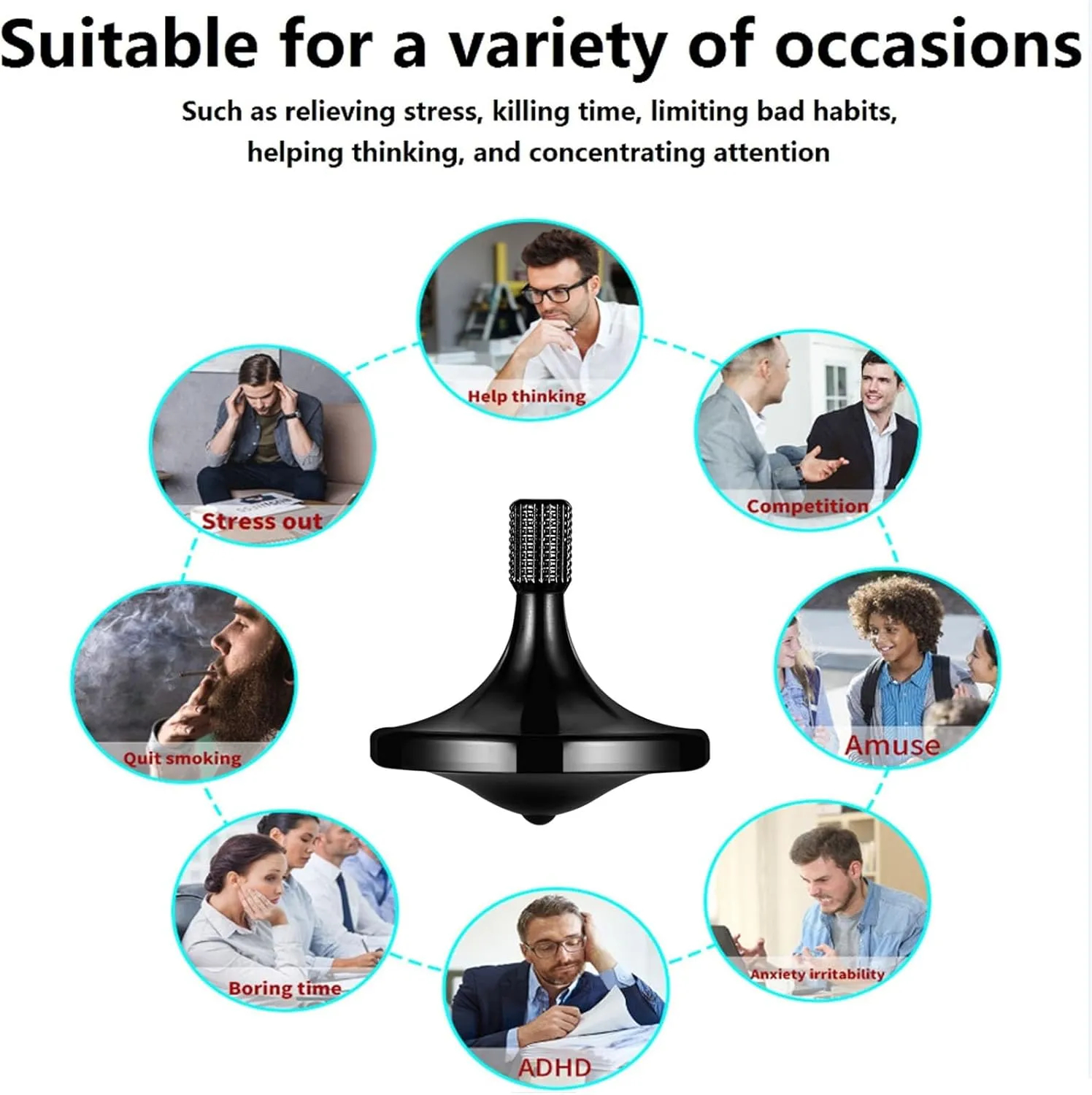 Rotate (3PCS L M S/Bkack) Premium Stainless Steel Spinning Top, Exquisite Fidget Toys, hart struggle defense fend Stress Relief, Time Killer, Perfect Balance Spin Long time Easy to 