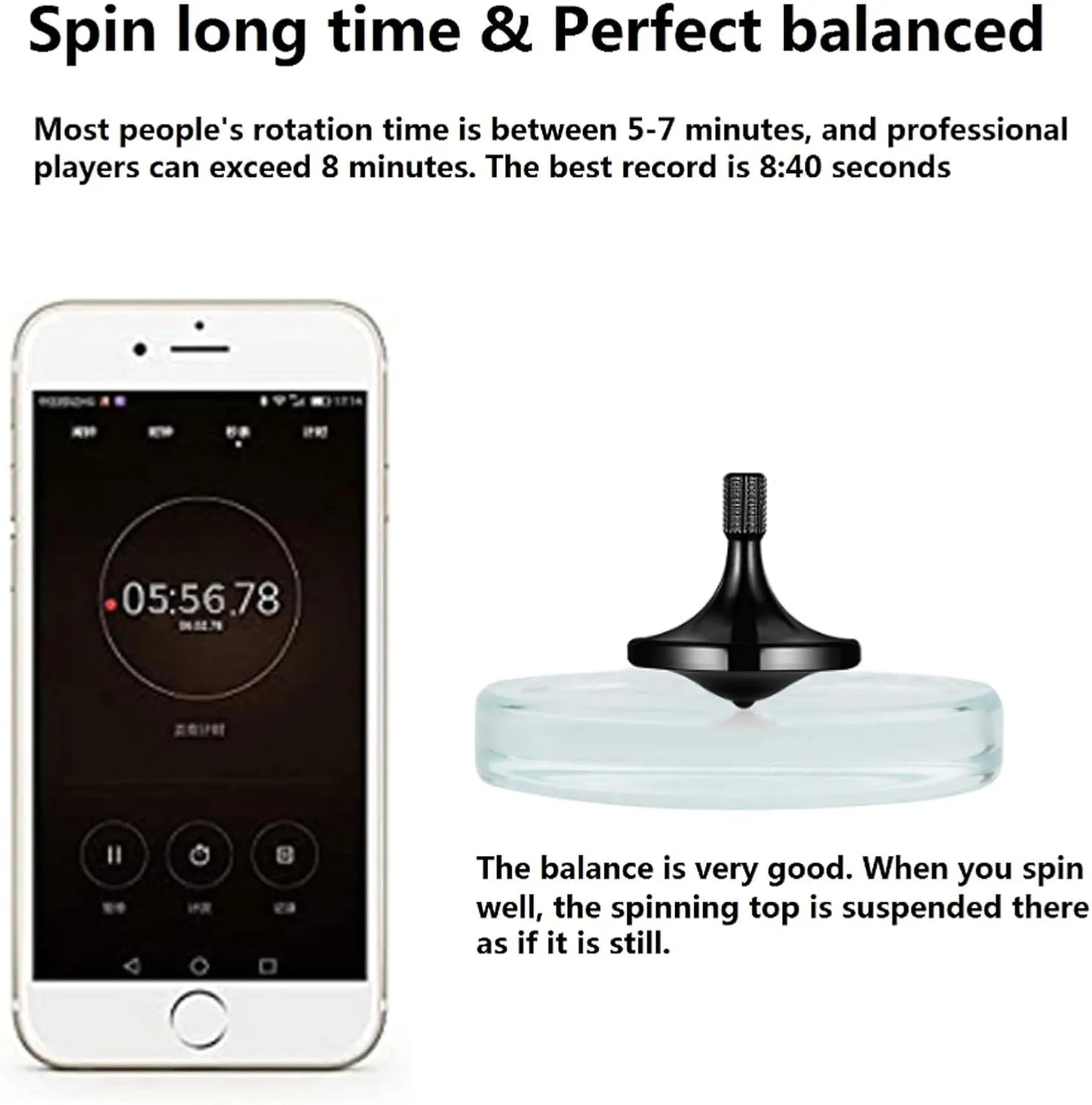 Rotate (3PCS L M S/Bkack) Premium Stainless Steel Spinning Top, Exquisite Fidget Toys, hart struggle defense fend Stress Relief, Time Killer, Perfect Balance Spin Long time Easy to 