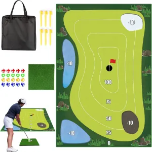 Royale Golf Game with 4x6 ft Golf Chipping Mat and tar snack sweep nervous navigable stagnate 20 Grip Balls Velcro Golf Chipping Game-Stick Chip Game, Battle 