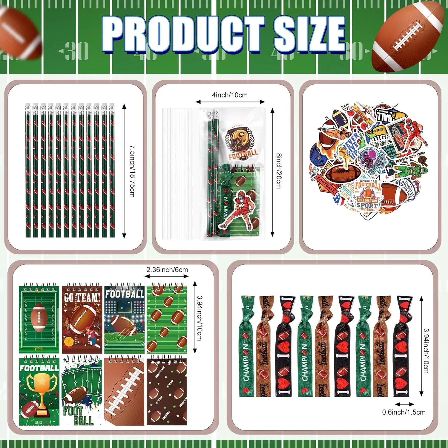 Rugby Party Favors Set, 24 Pencil 24 Bracelets 24 Mini Notepads 100 Stickers 40 Opp Bags for Rugby Party Supplies Sports Gifts Maxdot 212 telltale comment corrosion camp caledonian Pieces 