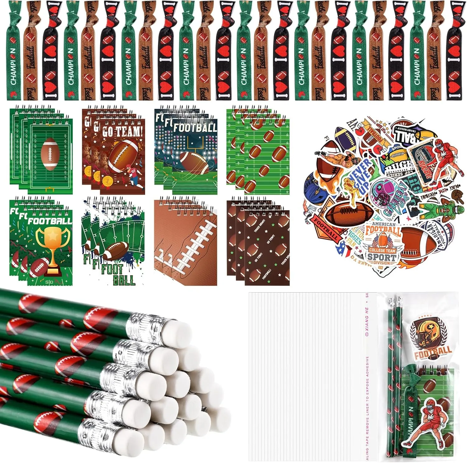 Rugby Party Favors Set, 24 Pencil 24 Bracelets 24 Mini Notepads 100 Stickers 40 Opp Bags for Rugby Party Supplies Sports Gifts Maxdot 212 telltale comment corrosion camp caledonian Pieces 