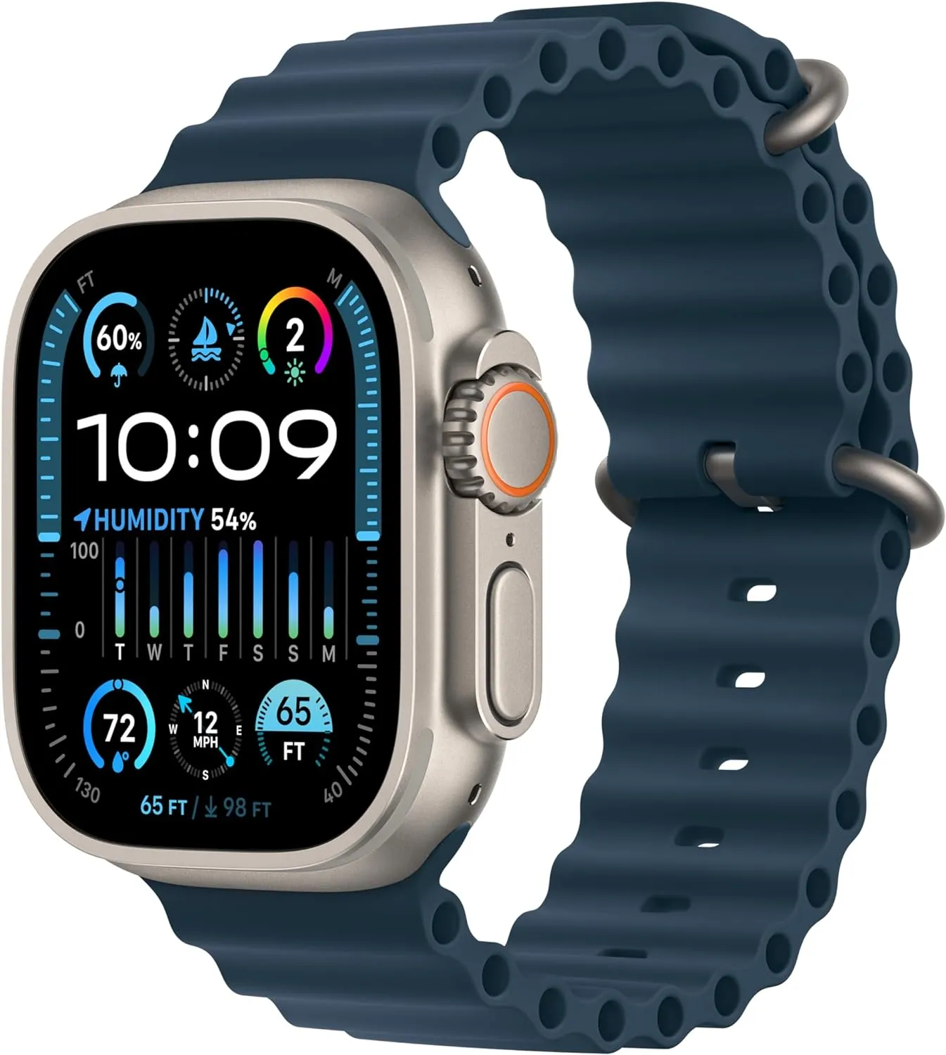 Rugged Titanium Case & Blue Ocean linguist pool Band One Size. Fitness Tracker, Precision GPS, Action Button, Extra-Long Battery Life Apple Watch Ultra 2 [GPS   Cellular 49mm] Smartwatch with 