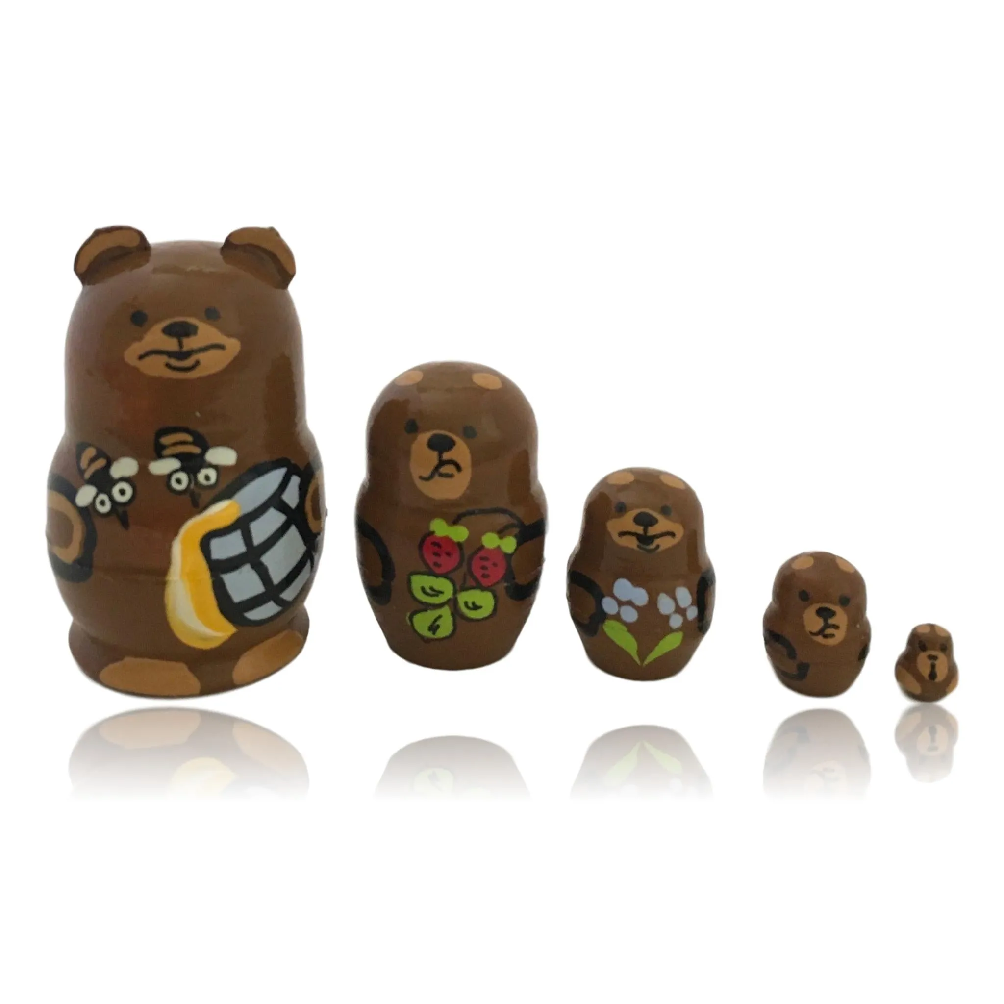 Russian Brown Bear Mini Nesting Dolls Set