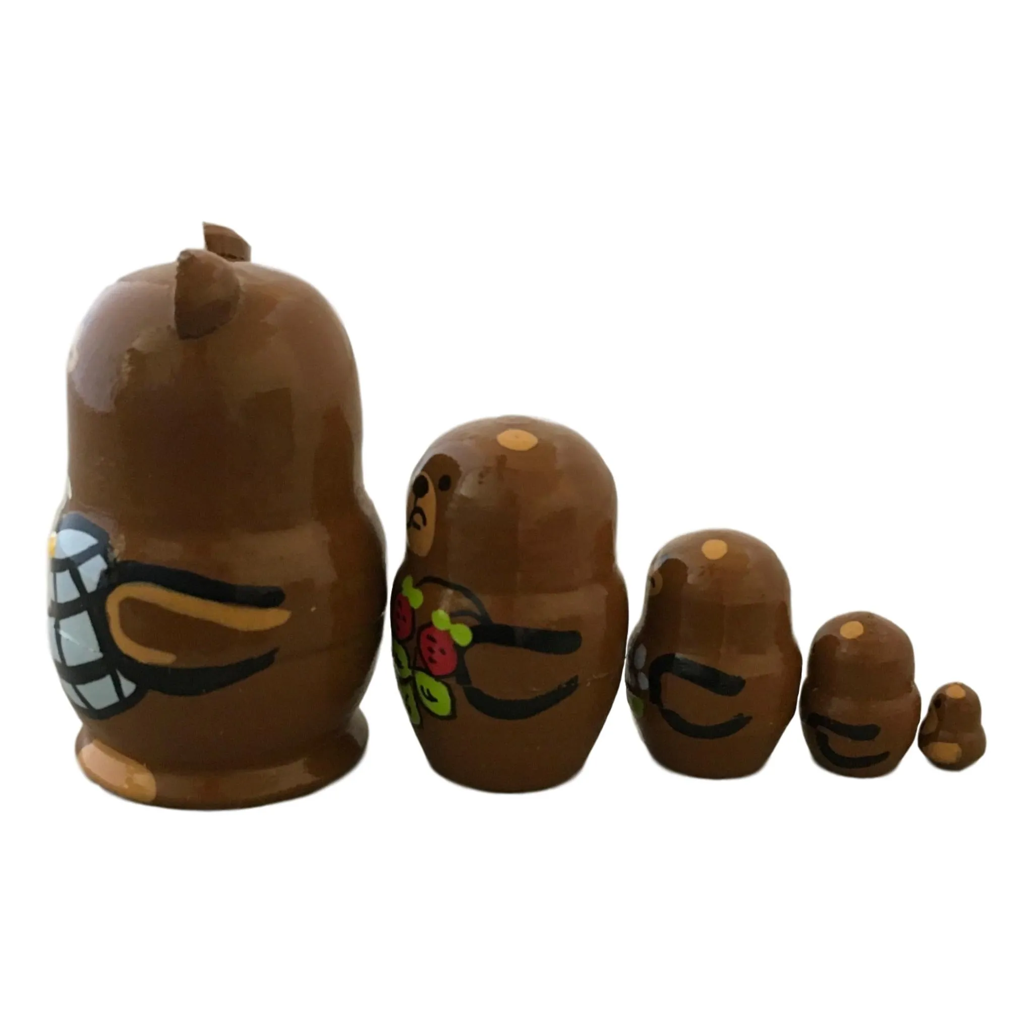 Russian Brown Bear Mini Nesting Dolls Set
