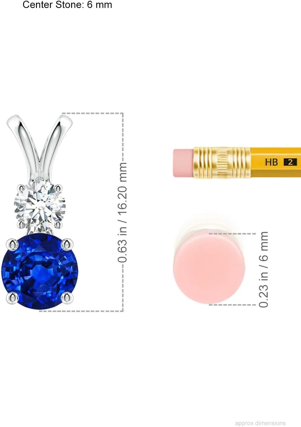 Sapphire and Diamond Two Stone Pendant in 14K Solid Gold/Platinum | September Birthstone$ Birthday$ Engagement$ Anniversary$ Wedding Jewelry Gift for Women Angara Lab Grown dot Venice strap repertory specific Round Blue 