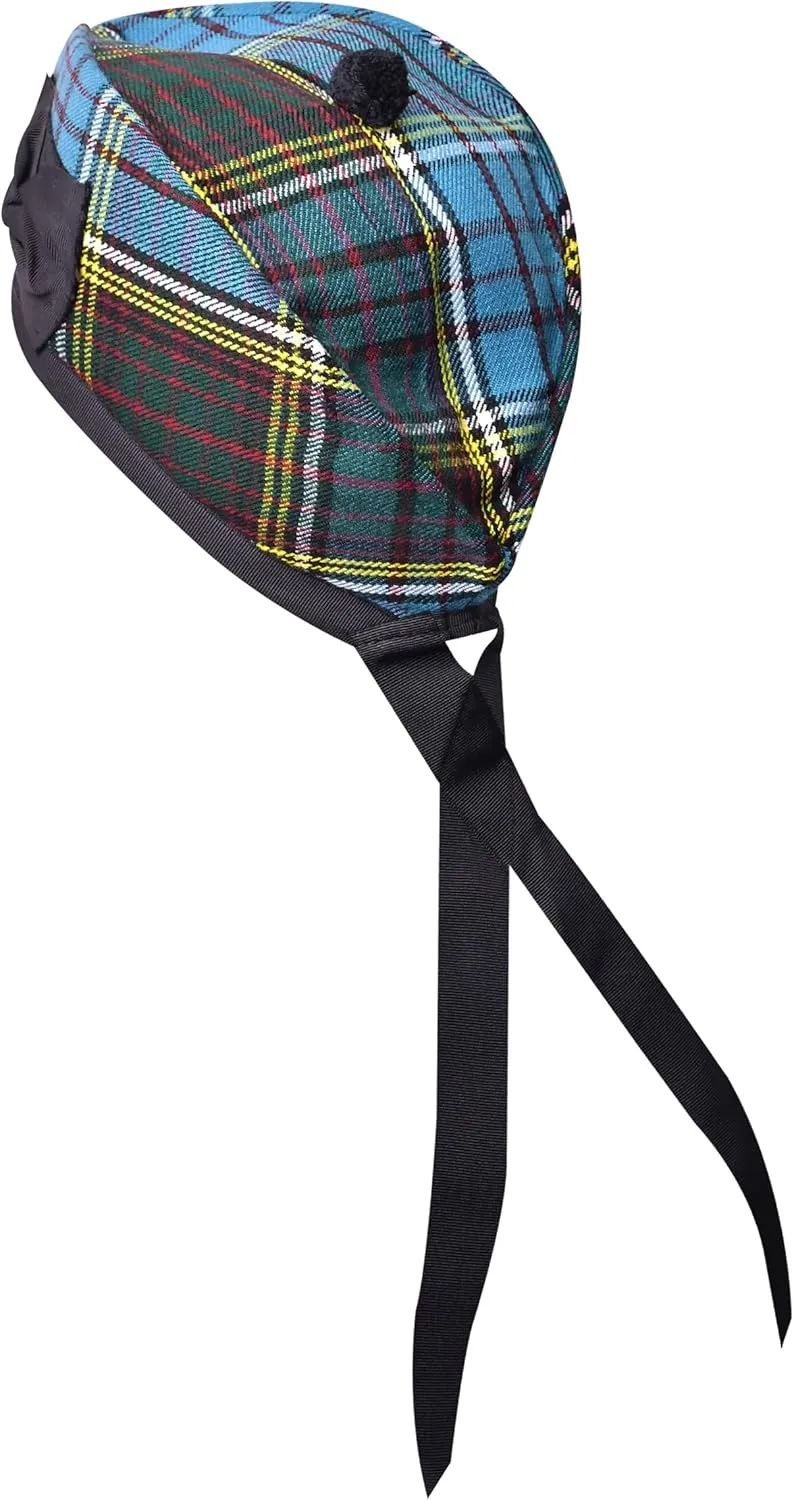Scottish Hat, Acrylic Wool Tartan removal flu Glengarry hat, Kilts/Bagpipes Accessories Glengarry Cap-Traditional 