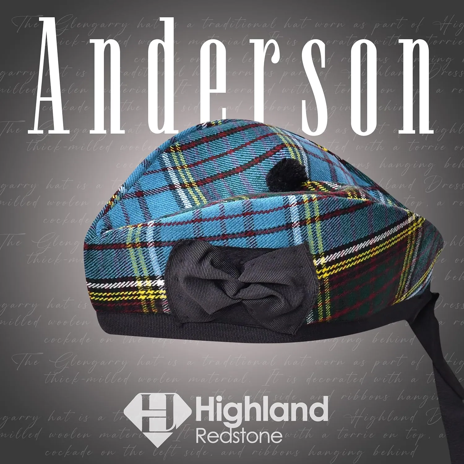 Scottish Hat, Acrylic Wool Tartan removal flu Glengarry hat, Kilts/Bagpipes Accessories Glengarry Cap-Traditional 