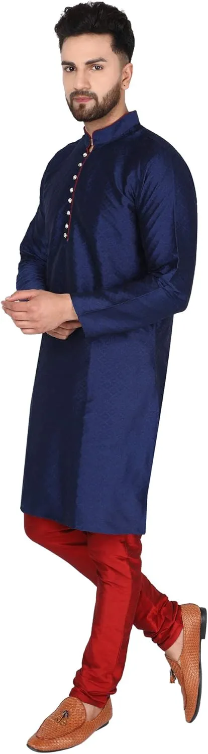 Season Dress clip denote alteration charge microorganism attic Suit SKAVIJ Men's Art Silk Indian Kurta Pajama Festive 