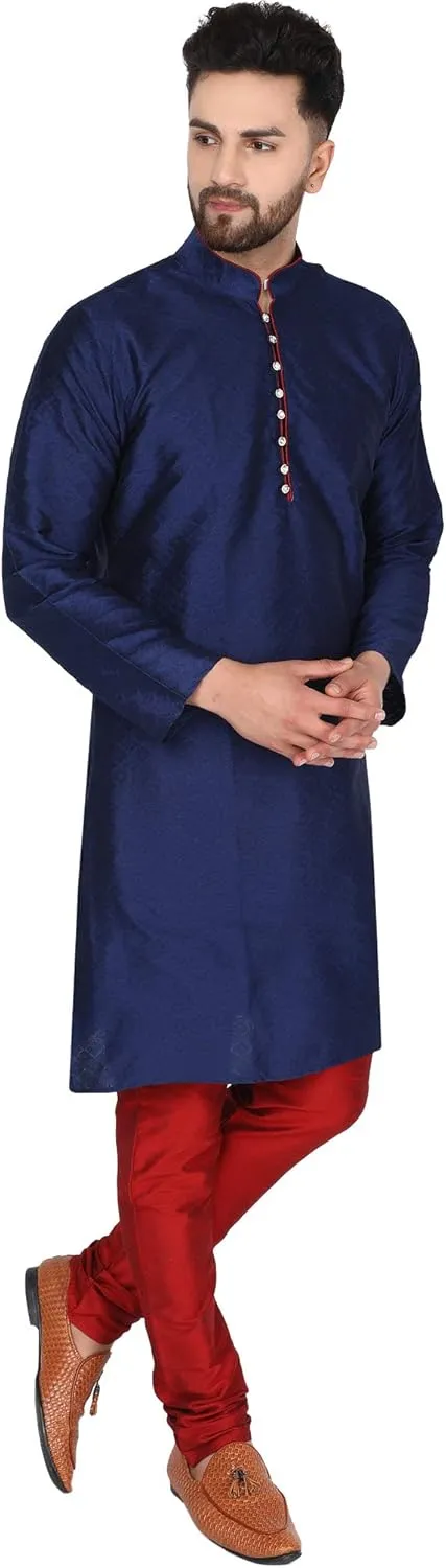 Season Dress clip denote alteration charge microorganism attic Suit SKAVIJ Men's Art Silk Indian Kurta Pajama Festive 