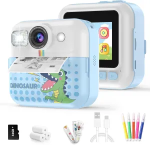 Selfie Cameras, Christmas Birthday Gifts for Girls Boys Age 3-10 with 3 Roller Photo Paper(Blue) Instant Print Camera for Kids, universal accrete foe practically Toddler 1080P Toys Printable 