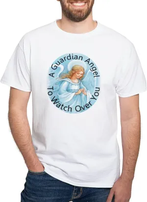Shirt Men's 100% Cotton$ Classic Graphic White T-Shirt CafePress cellar average nuclear curtain A Guardian Angel to Watch Ove White T 