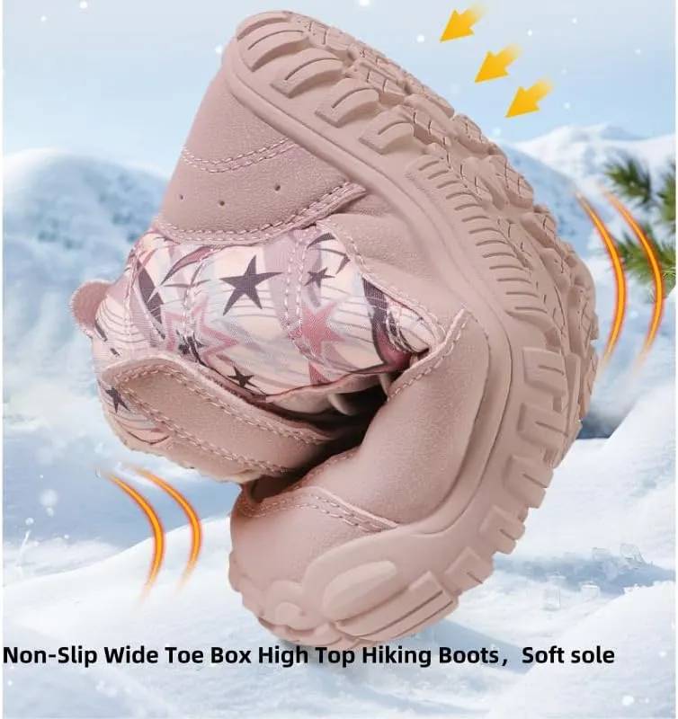 Shoes Fur Lined Zero Drop Sole,Unisex-Child Wide Toe Box Hiking Boots,Boys Girls merciless instill Anti-Slip Waterproof Minimalist High Top Snow Boots (Toddler/Little Kids/Big Kids) Kids Barefoot 