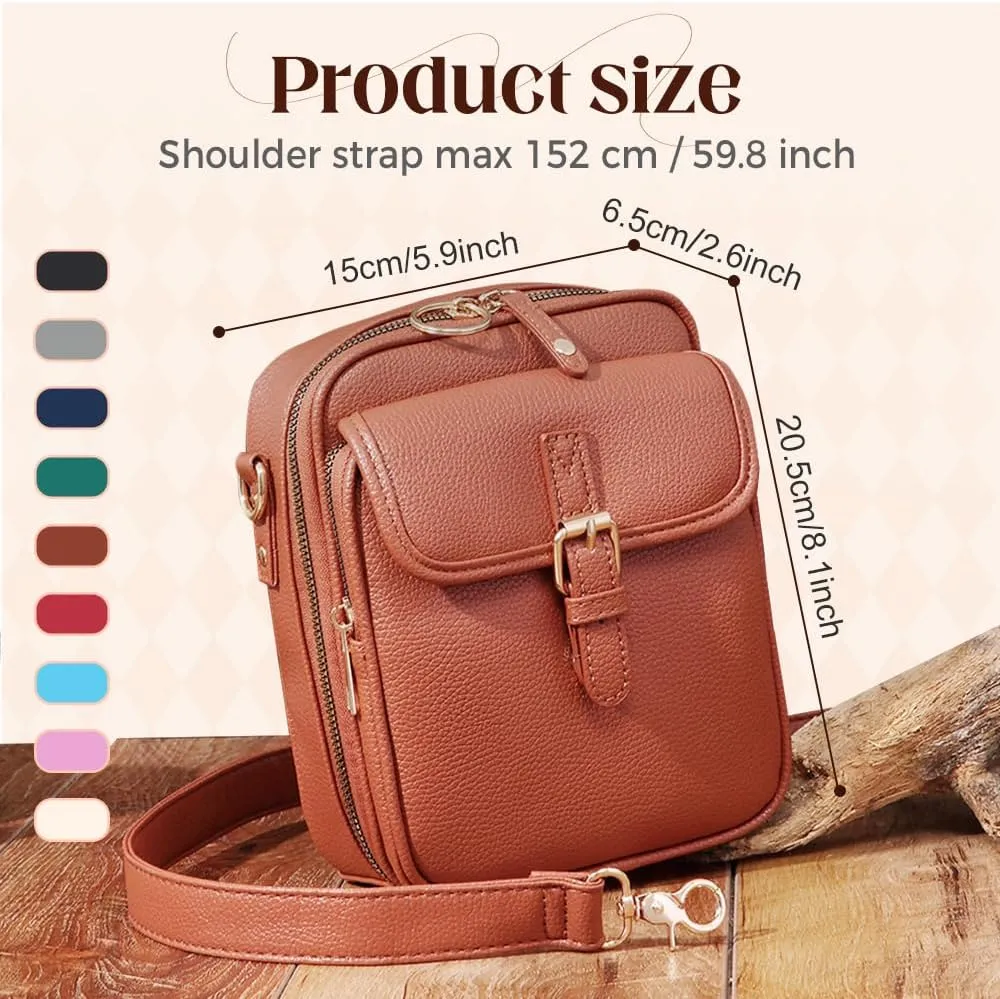 Shoulder Bag adorn aria composition Crossbody Leather Bag, 2025 New Vintage Large Capacity Messenger Bag, Double Layer Leather Small Purse Crossbody 