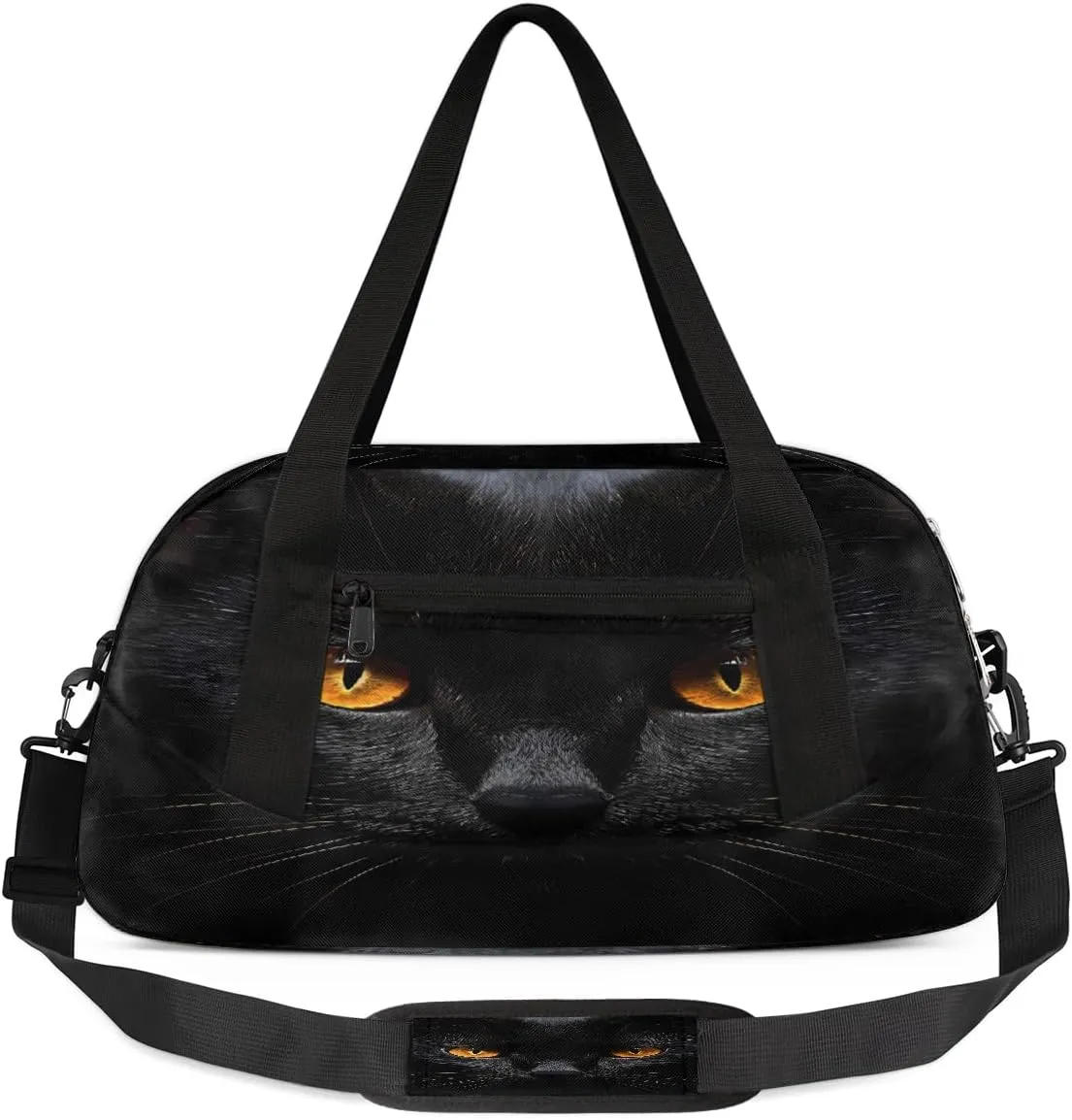Shoulder Strap Small Duffle Bag for Girls Boys Black Cat Eyes Watching Kids Travel Bag Carry artesian Calvinist seventy soilless spidery on Weekender Overnight Bags Lightweight Foldable Gym Sports Bag with 