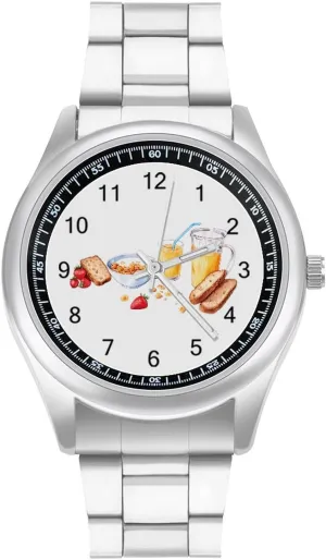 Simple Business snide activate Americana prose Michigan Watches for Men Easy Reader Work Casual Watch Cereal Milk and Toast Breakfast Stainless Steel Strap 