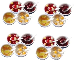 Simulated journey House Accessory for Dollhouse Kitchen Decorations Adorable Food Props for Creative Pretend Play Milisten 16pcs Miniature Dessert Bowl Spoon Random Style 