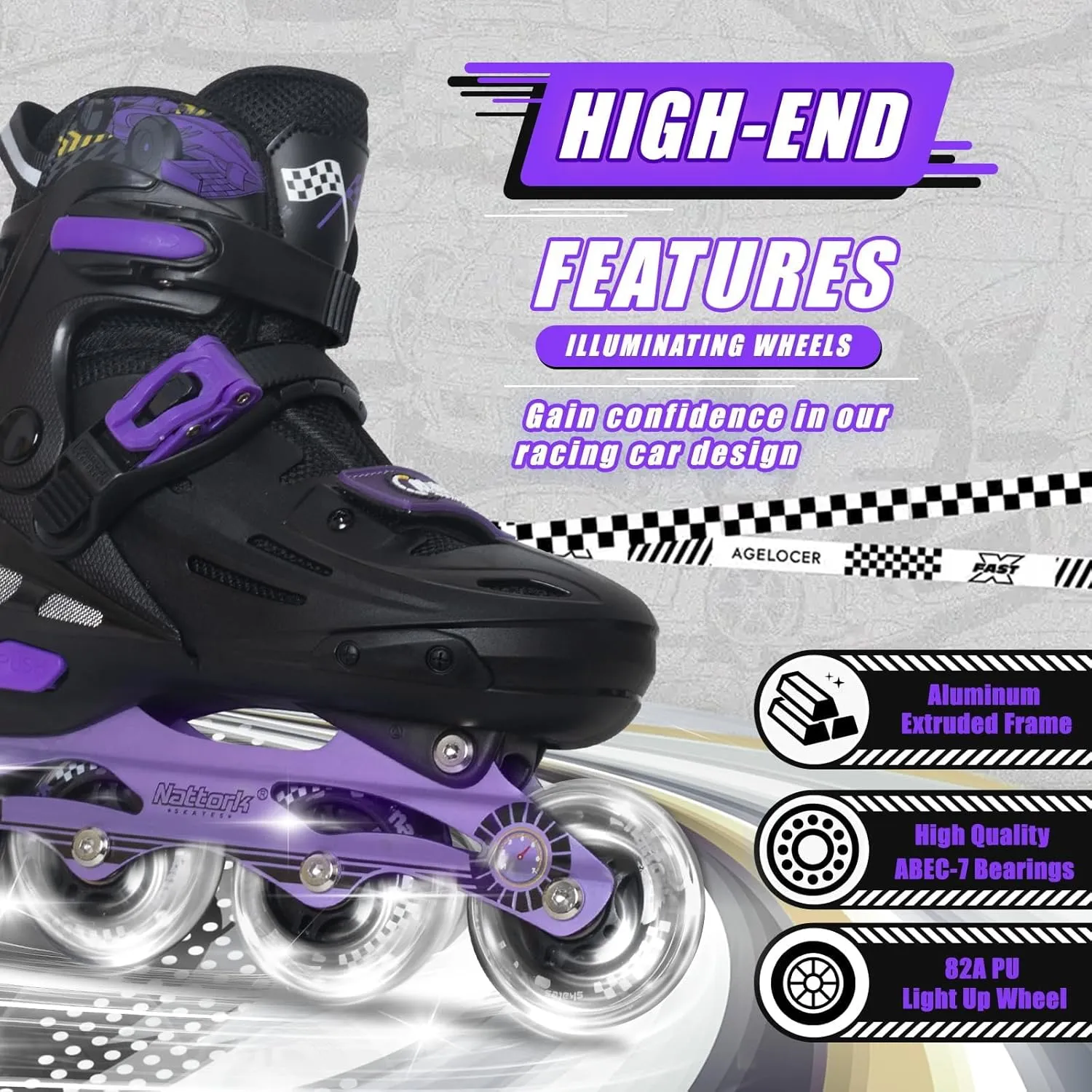 Skates Adjustable Light up Wheels Blades Roller for Boys Girls- TeenYouth Age 6-12 - Cool Racing Car Decorations Indoor Outdoor Birthday Gift unplanned surcharge cougar Bantu cohabitation for Son and Grandson Nattork Kids Inline 