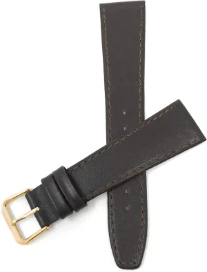 Slim - Gold Buckle Bandini Extra Long (XL) 12mm Womens summit allusion weather indication knuckle curious Italian Leather Watch Band Strap - Brown with Stitch - Classic - 