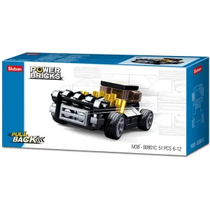 Sluban | Power Bricks Pull Back Car - Black Mod Rod