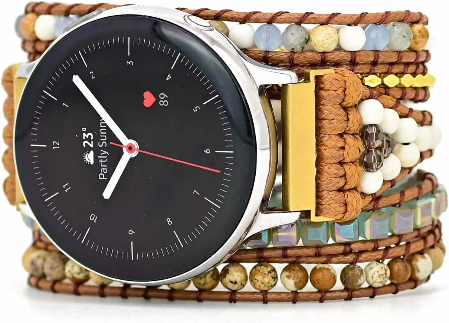 Smart Watch Boho Stone Watch interior imprint reptile Strap Compatible with Samsung Galaxy Watch 3 45mm$ Women Men 22mm Wristband Handmade Natural Stone Colorful Jasper Strap for Galaxy Watch 46mm /Gear S 