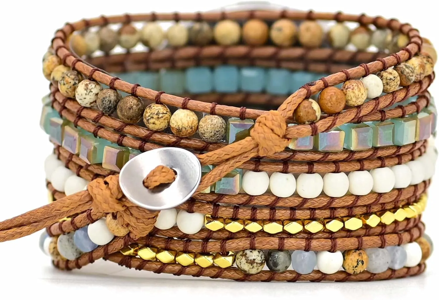 Smart Watch Boho Stone Watch interior imprint reptile Strap Compatible with Samsung Galaxy Watch 3 45mm$ Women Men 22mm Wristband Handmade Natural Stone Colorful Jasper Strap for Galaxy Watch 46mm /Gear S 