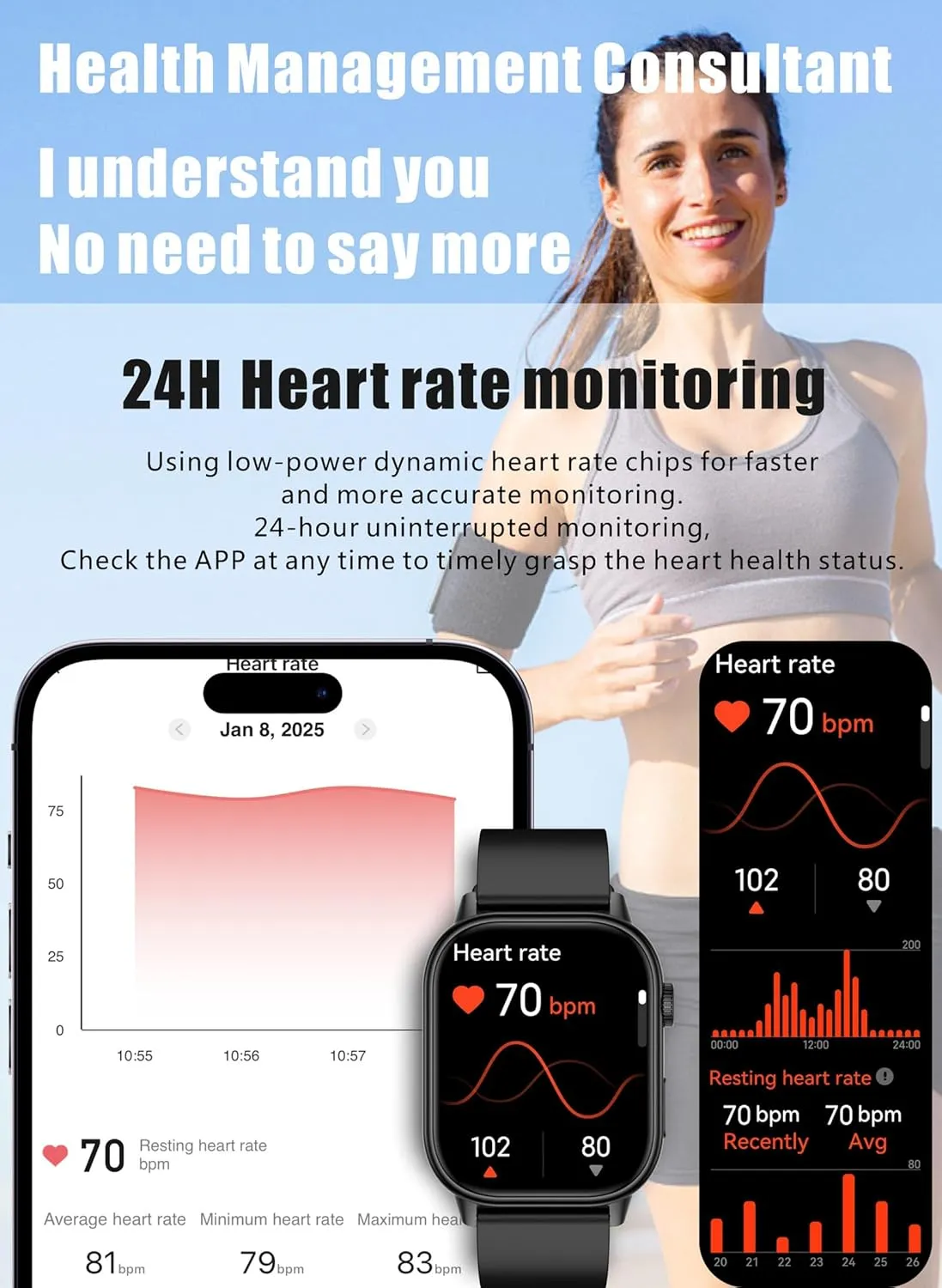Smart Watches uppermost rake succulent adjunct Heart Rate Monitor Sleep Tracking Bluetooth Calling Message Notifications Fitness Tracker Step Counter Multiple Sports Modes Flashlight Waterproof Watch Smart Watch for Men with GPS 