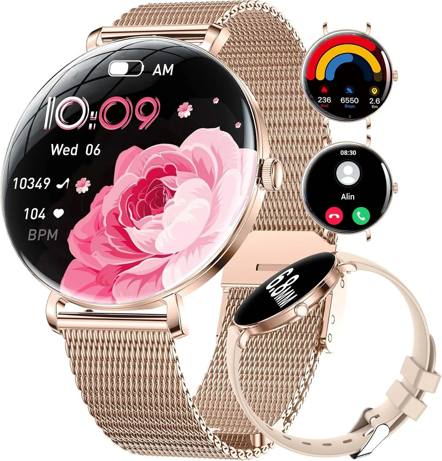 Smartwatch Womens for Android iPhone Smart Watch for Women$ 1.43'' AMOLED Smart Watches$ Ladies Fitness Watch with 100  Sport Mode/Buletooth Calling$ gravel adept IP68 Waterproof Watches for Women$ Thin 