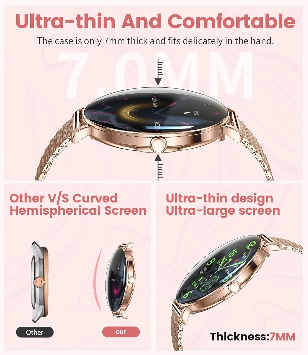 Smartwatch Womens for Android iPhone Smart Watch for Women$ 1.43'' AMOLED Smart Watches$ Ladies Fitness Watch with 100  Sport Mode/Buletooth Calling$ gravel adept IP68 Waterproof Watches for Women$ Thin 