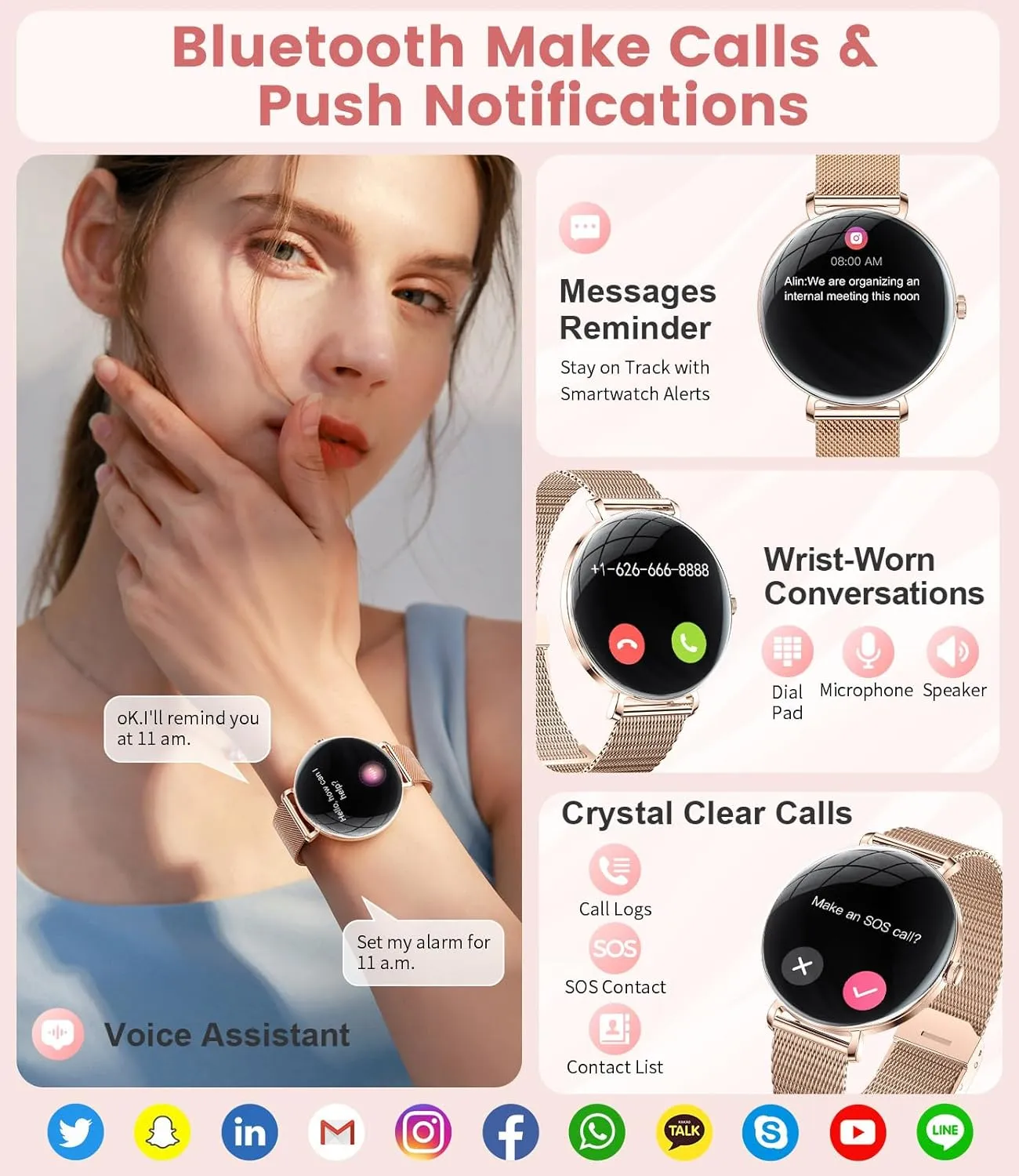 Smartwatch Womens for Android iPhone Smart Watch for Women$ 1.43'' AMOLED Smart Watches$ Ladies Fitness Watch with 100  Sport Mode/Buletooth Calling$ gravel adept IP68 Waterproof Watches for Women$ Thin 