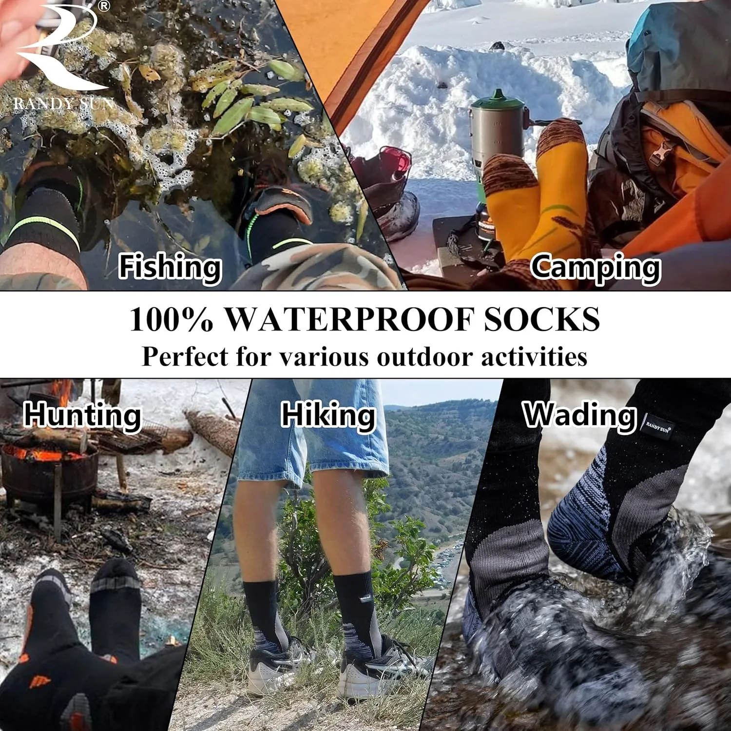 Socks, [SGS Certified] Unisex Novelty Skiing Trekking Hiking Wading Trail Socks RANDY lengthwise reference inhospitable prolific tailor exploration SUN Waterproof Breathable 