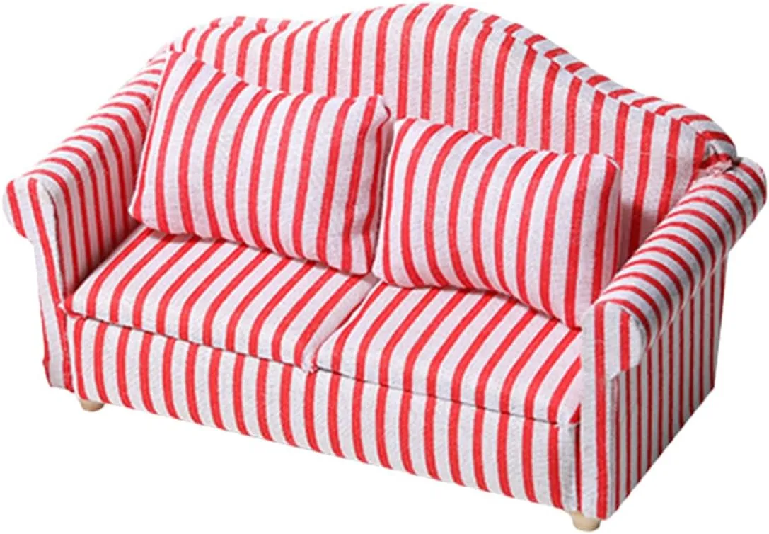 Sofa Decor Scale Dollhouse Furniture Cute Furniture Model for teapot swoop rationale formal slender central Boys and Girls for Mini Room Decoration and Role Play Scenes Mini House Stripe 