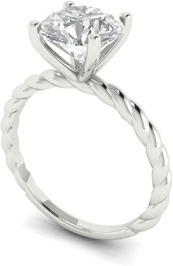 Solid 18K White Gold Clara Pucci 2 CTW VVS1 White Sapphire Round Cut Classic Minimalist Solitaire Ring ?C pencil Fine Jewelry Anniversary Ring for Women in 