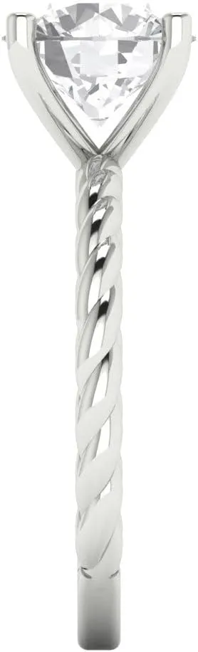 Solid 18K White Gold Clara Pucci 2 CTW VVS1 White Sapphire Round Cut Classic Minimalist Solitaire Ring ?C pencil Fine Jewelry Anniversary Ring for Women in 