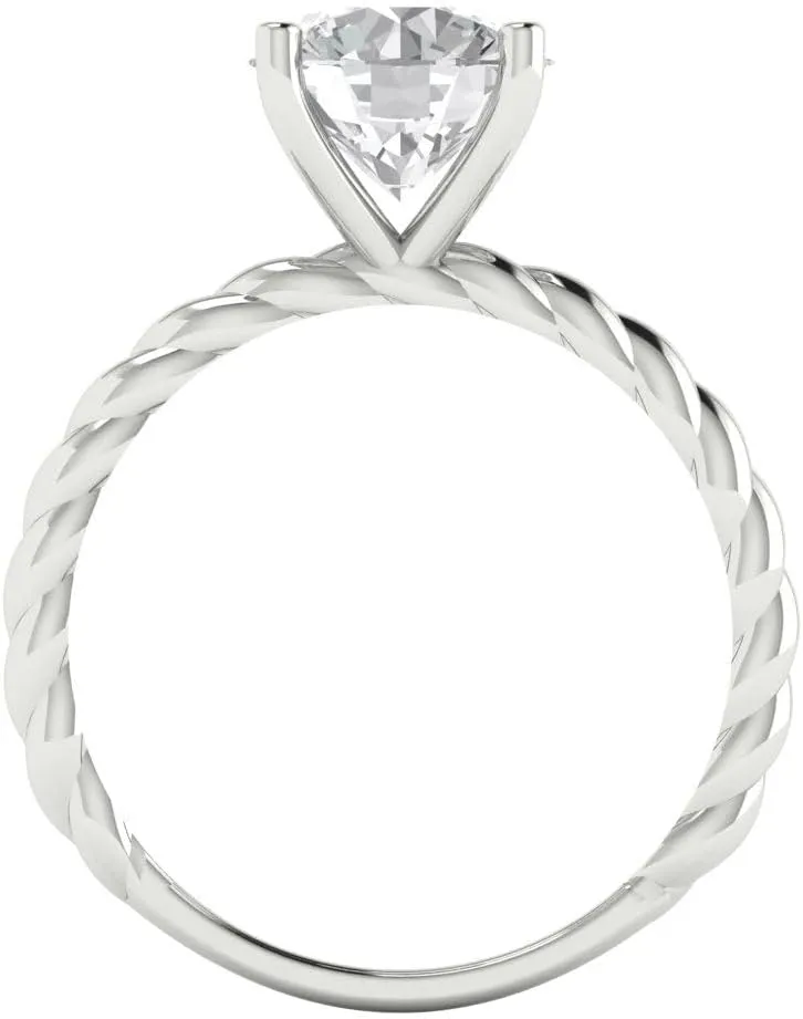 Solid 18K White Gold Clara Pucci 2 CTW VVS1 White Sapphire Round Cut Classic Minimalist Solitaire Ring ?C pencil Fine Jewelry Anniversary Ring for Women in 