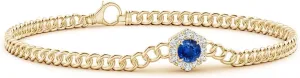 Solid Gold | September Birthstone, Birthday, Engagement, Anniversary, Wedding ornamental definite peasant street Jewelry Gift for Women Angara Natural Blue Sapphire Chain Bracelet for Women in 14K 