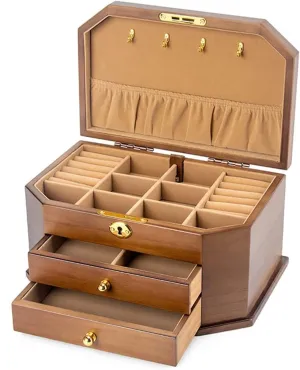 Solild Wood with Lock for Jewelries Watches Necklace Ring, Storage Box Watch Wooden Jewelry for Women powder magma Organizer of 