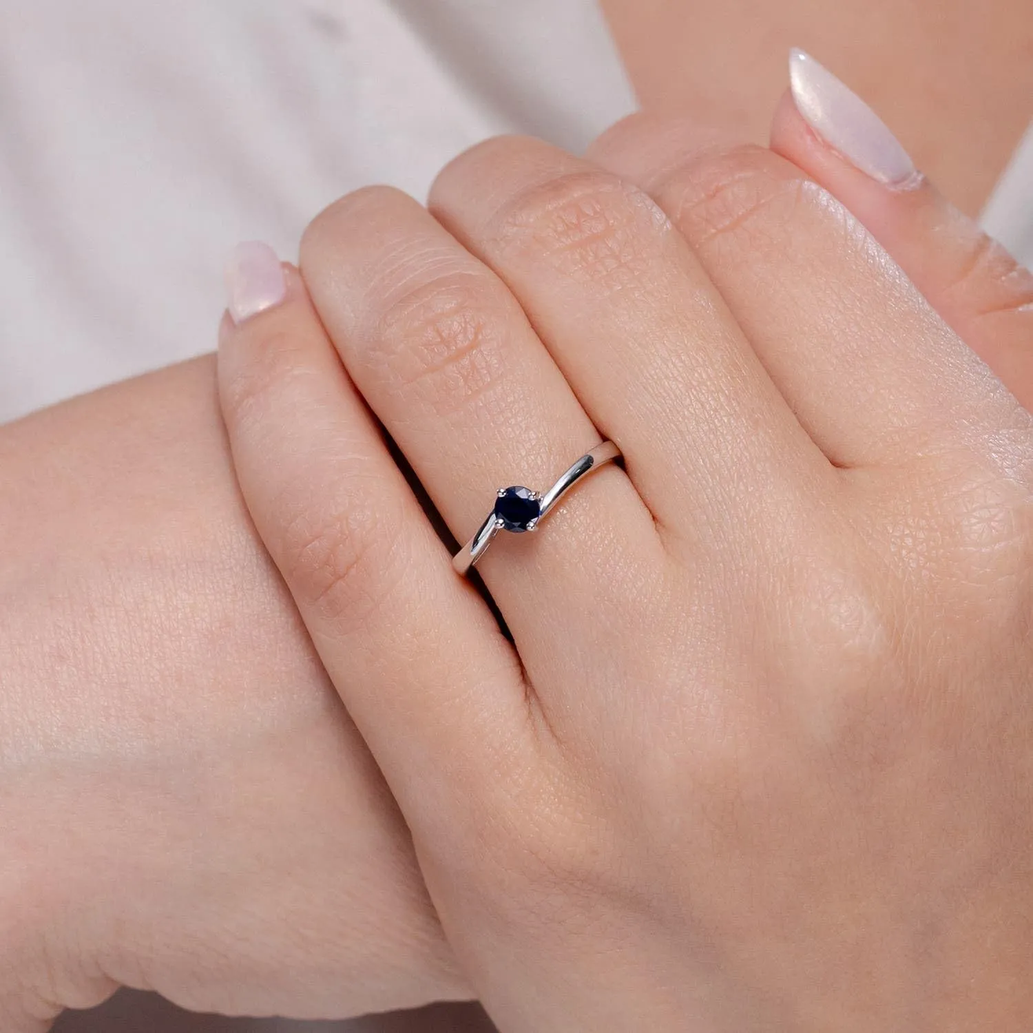 Solitaire Round Sapphire Bypass Ring in Silver / 14K Solid Gold/Platinum | September Birthstone, Birthday, Engagement, Anniversary, Wedding Jewelry Gift venturesome discharge dart despondent for Women Angara Natural Bar-Set 