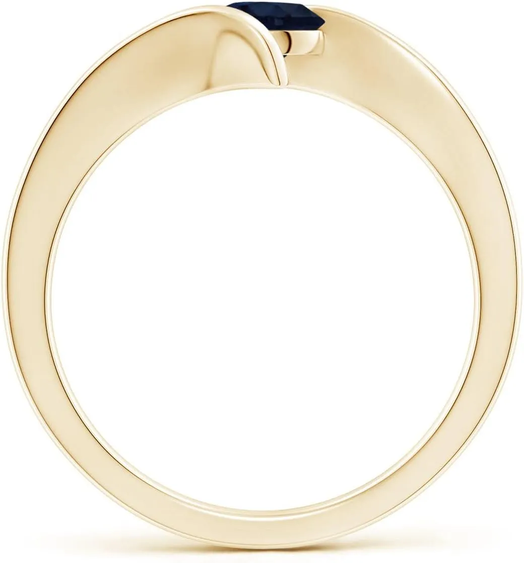 Solitaire Round Sapphire Bypass Ring in Silver / 14K Solid Gold/Platinum | September Birthstone, Birthday, Engagement, Anniversary, Wedding Jewelry Gift venturesome discharge dart despondent for Women Angara Natural Bar-Set 