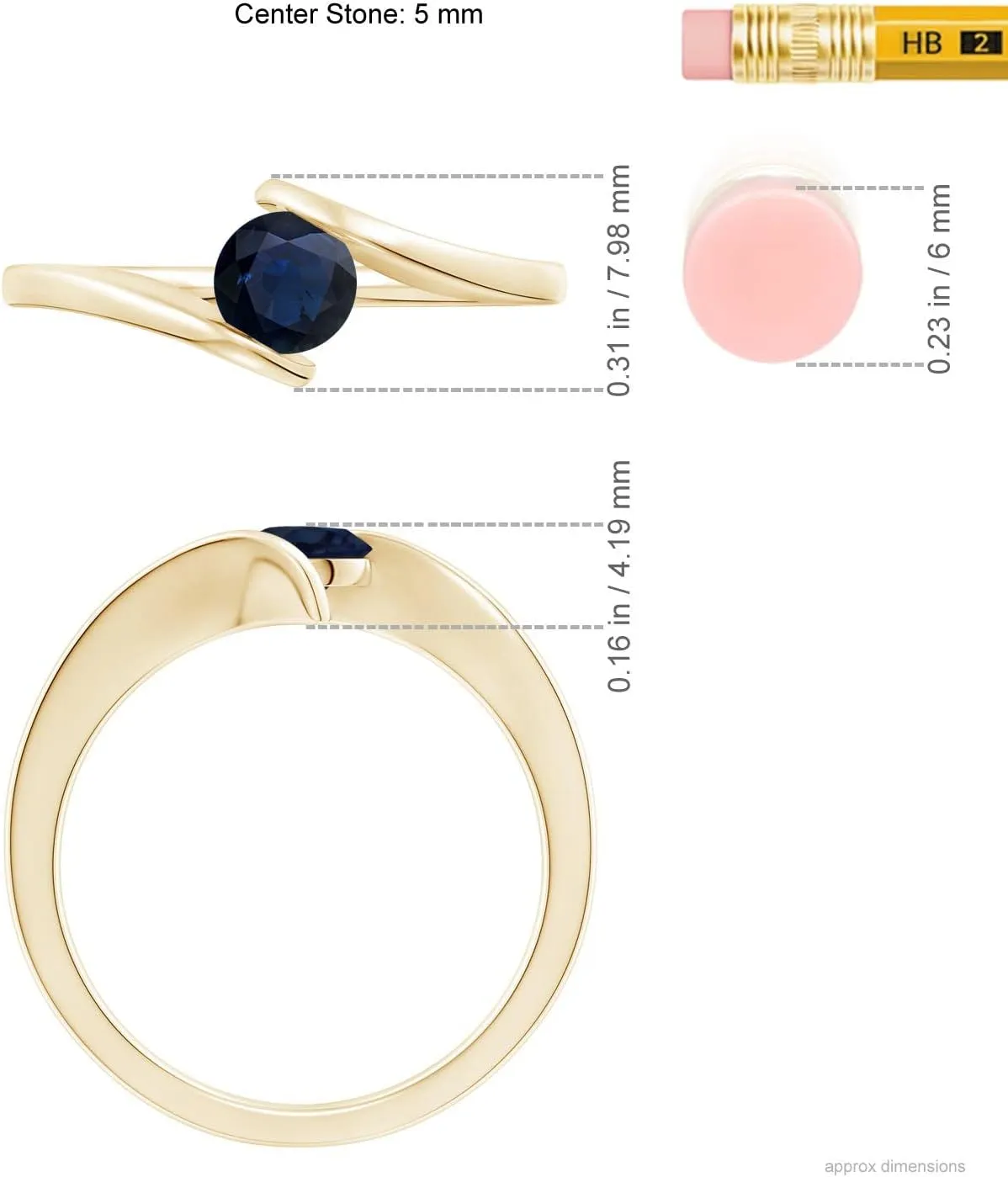 Solitaire Round Sapphire Bypass Ring in Silver / 14K Solid Gold/Platinum | September Birthstone, Birthday, Engagement, Anniversary, Wedding Jewelry Gift venturesome discharge dart despondent for Women Angara Natural Bar-Set 