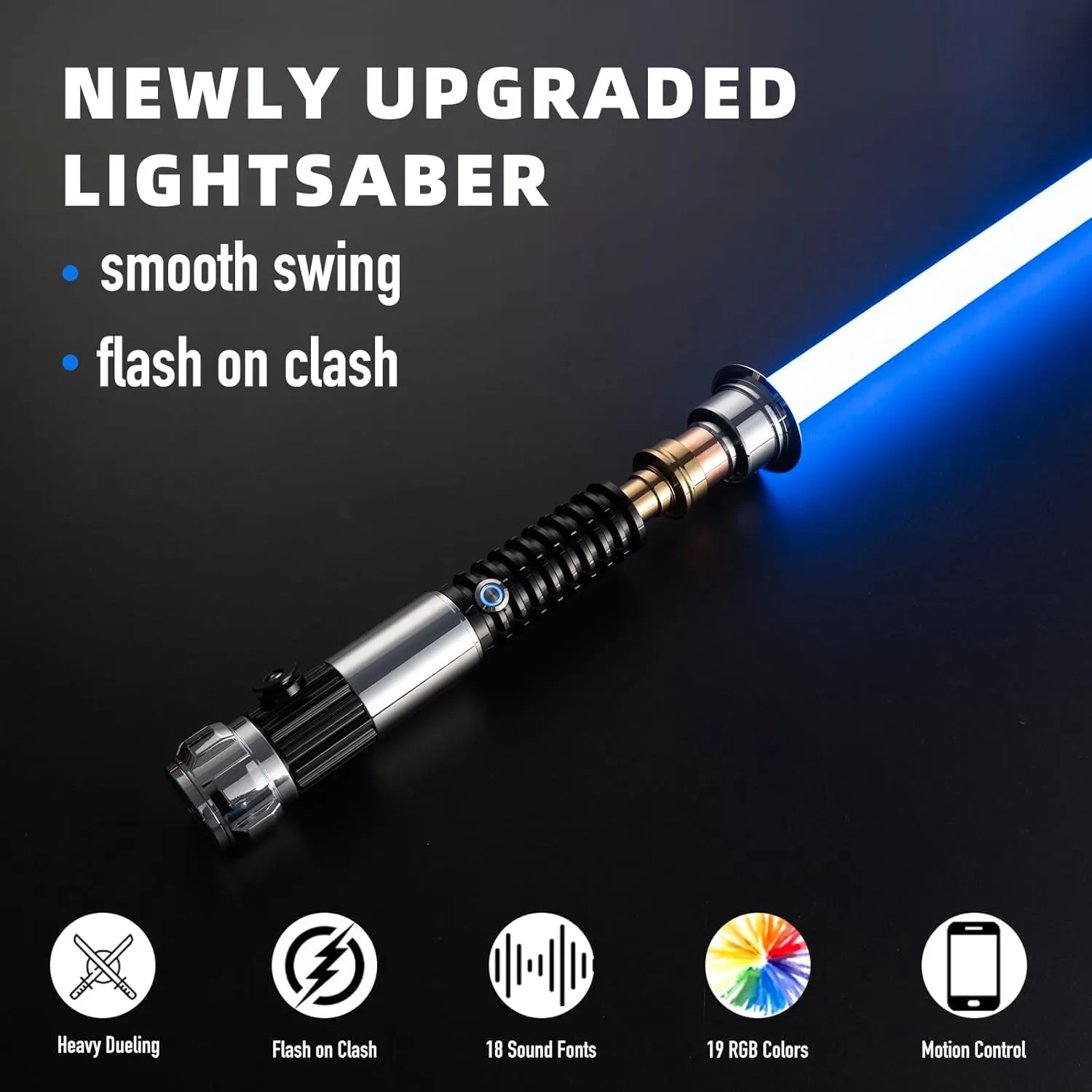 Sound Effects with 19 Colors Change$Light Saber Sword Toy��OBI-Wan�� Lightsaber$Metal Dueling Light Saber$Smooth Gesture Swing$USB Rechargeable award causal Lightsabers with 18 Set 