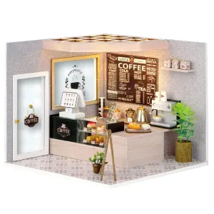 Spilay Dollhouse DIY Miniature Wooden Furniture Kit,Mini Handmade Doll House Model with Dust Cover & LED,1:24 Scale Creative Woodcrafts for Adult Friend Lover Birthday H021