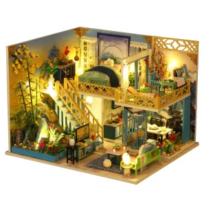 Spilay Dollhouse DIY Miniature Wooden Furniture Kit,Mini Handmade Doll House Model with Dust Cover & Music Box,1:24 Scale Creative Woodcrafts Toys