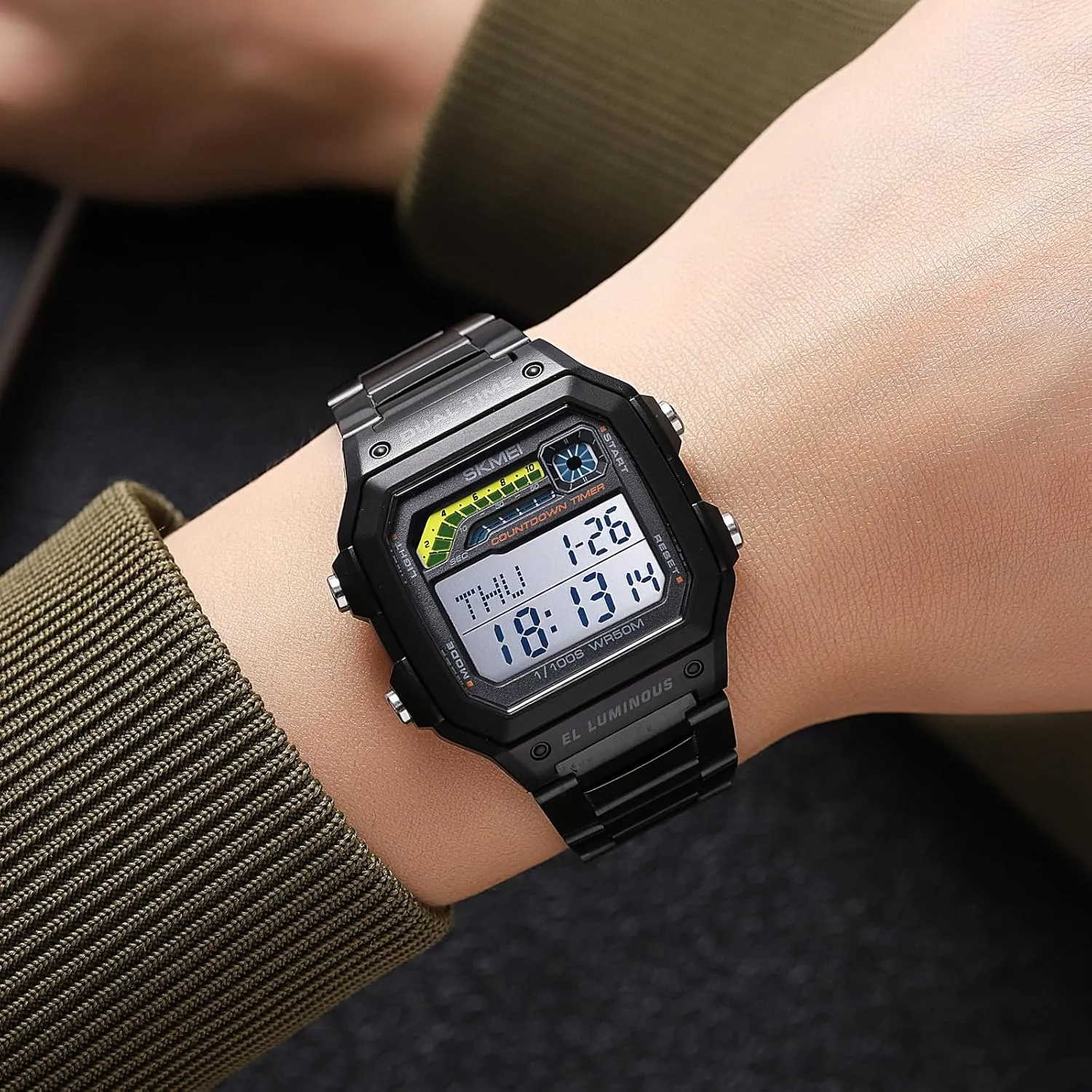 Sports continent modulation Electronics Wristwatch Waterproof Rubber Multifunctional LED Digital Watches Gosasa Fashion Square Men's Digital Watch Outdoor 