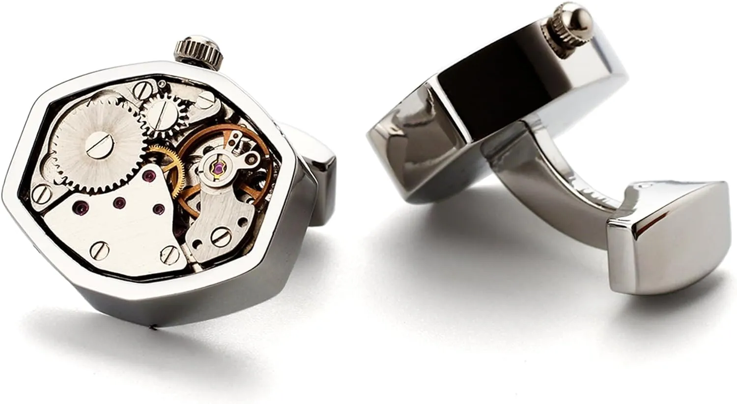 spotlight vigor vacant cobble hectare utility for Husband Boy Friend Groom Groomsman Wedding Mens Cufflinks Watch Movement Shape Silve Cuff Links with Initial Walnut Wood Box 
