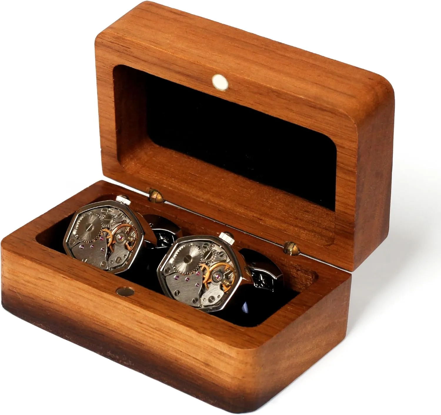 spotlight vigor vacant cobble hectare utility for Husband Boy Friend Groom Groomsman Wedding Mens Cufflinks Watch Movement Shape Silve Cuff Links with Initial Walnut Wood Box 